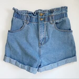 Forever 21 Contemporary Elastic Ruffle Waist Denim Shorts Size XS